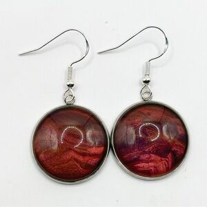 Elegant Burgundy Dangle Earrings
